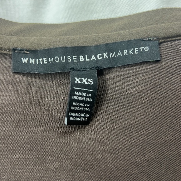 Sz XXS Brown V-Neck Short Sleeve White House Black Market Top - Picture 6 of 7